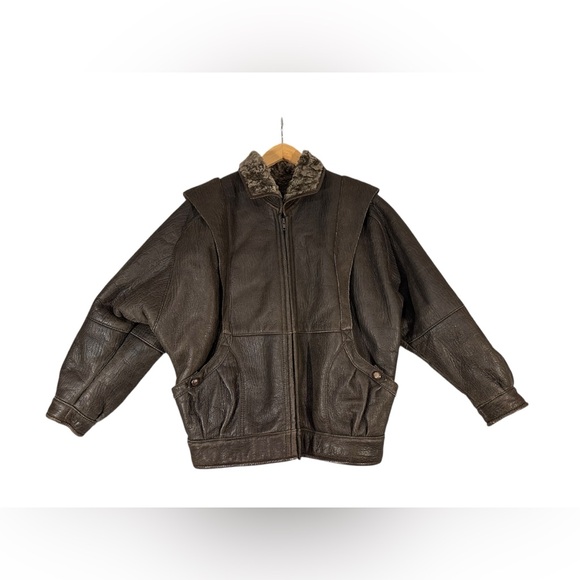 Adarcrea SL Aviator Bomber Jacket Brown Vintage Men’s Medium Made In Spain